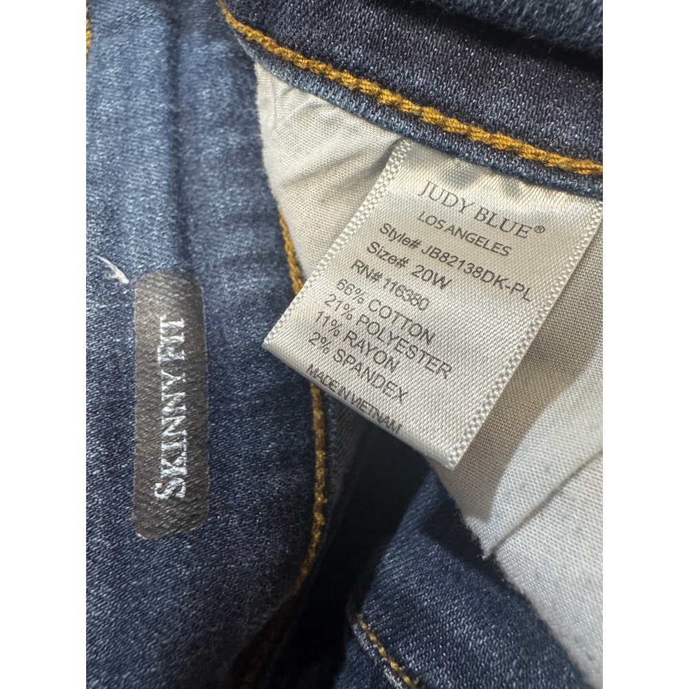 Judy Blue Jeans 20 Skinny Fit Distressed Frayed Hem Jeans Dark Wash 20W Edgy - Picture 5 of 5